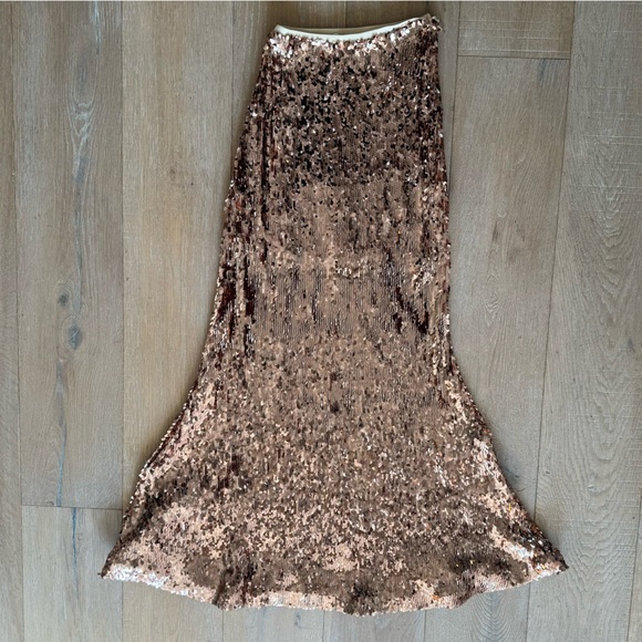 Free People Rose Gold ‘Sequins for Miles’ Maxi Skirt - Picture 4 of 9
